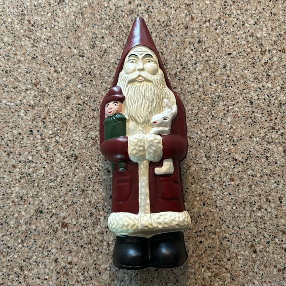 None | Art | Vintage Cast Iron Santa Saint Nicholas Coin Bank Holding ...